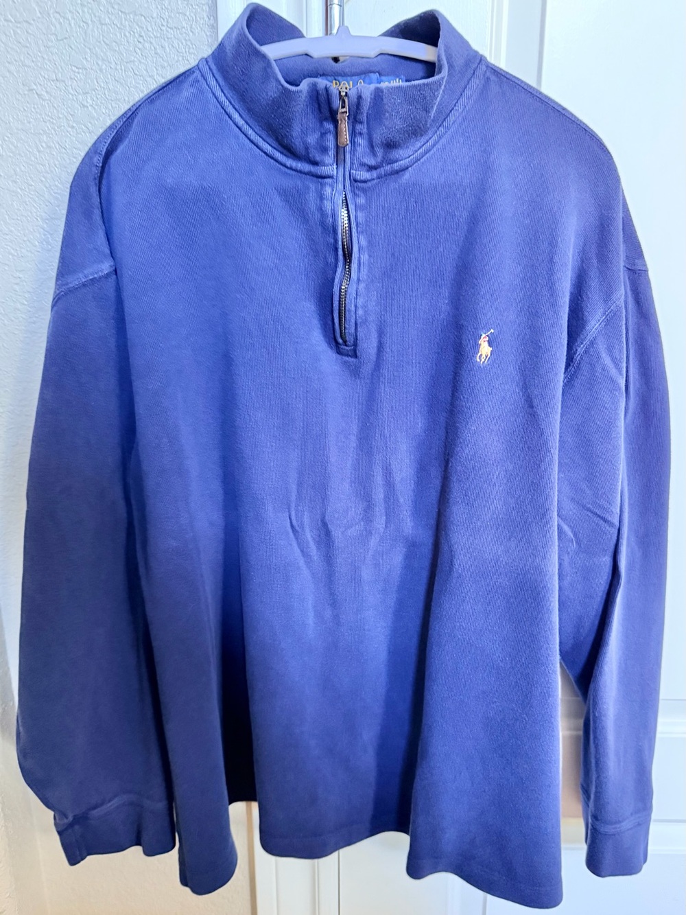 Polo by Ralph Lauren Men's Quarter-Zip Sweater - Royal Blue with Gold Pony